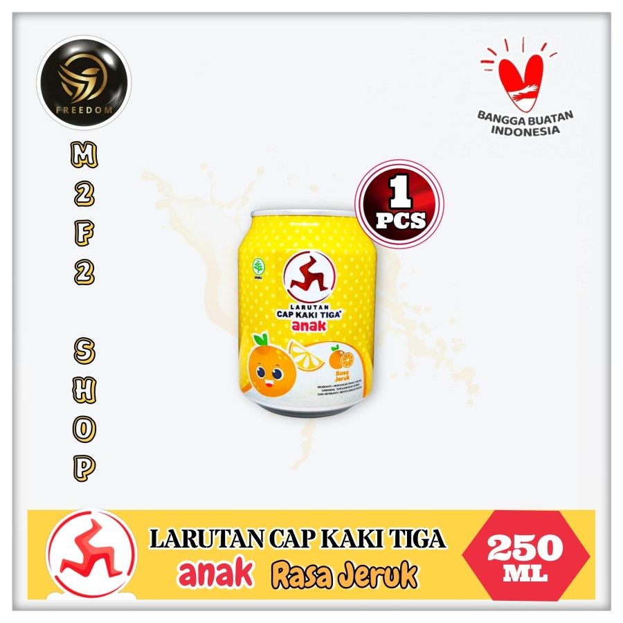 

Larutan Cap Kaki Tiga Anak Kaleng Jeruk Orange - 250 ml (Kemasan Satuan)