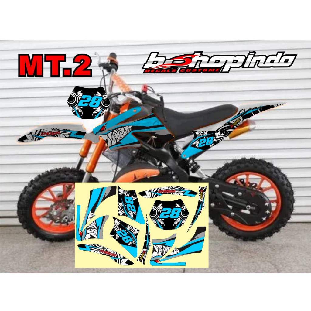Sriping stiker mini trail mgx anak MT 2 motif shark variasi warna pilihan keren
