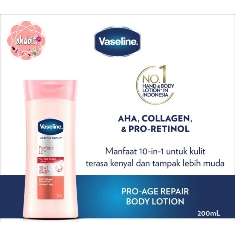 VASELINE Lotion Healthy Bright Perfect 10-200ml AHA Kolagen Pro Retinol Body Lotion