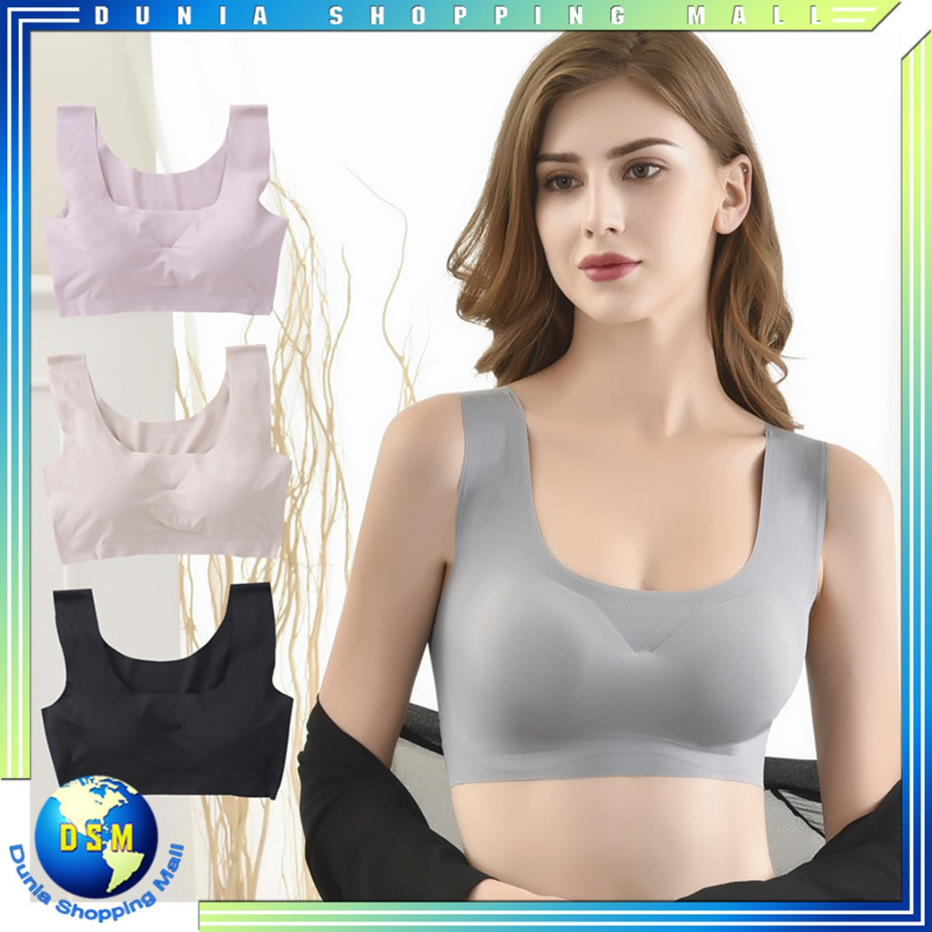 DSM Bra Wanita Seamless Tanpa Kawat 6843 Pakaian Dalam Wanita Nyaman Motif Polos Kualitas Tinggi Busa Bisa Dilepas Bh Sport Gym Fitness Senam Zumba Joging Olahraga Bra Fashion Wanita