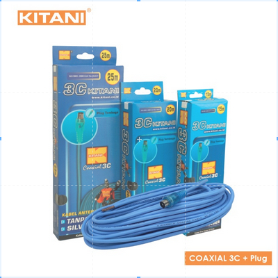 KITANI - Coaxial 3C+Plug -  20 Meter - Kabel Antena TV