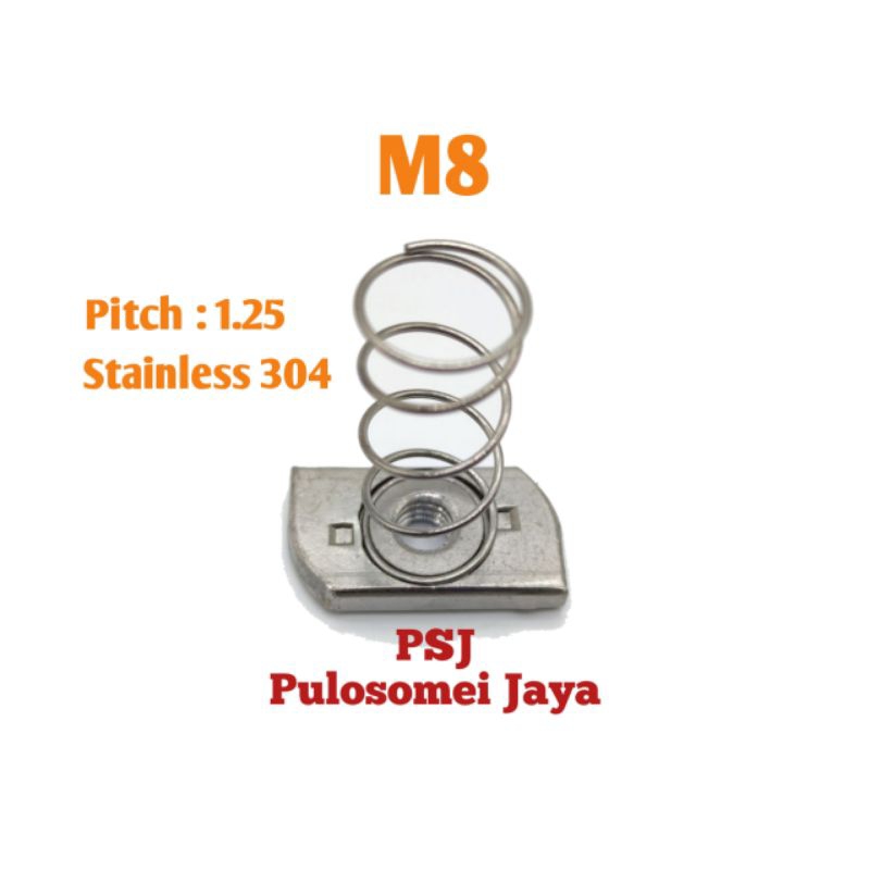 Spring Nut Stainless M8 / Mur Pegas / Mur Per / Stainless 304