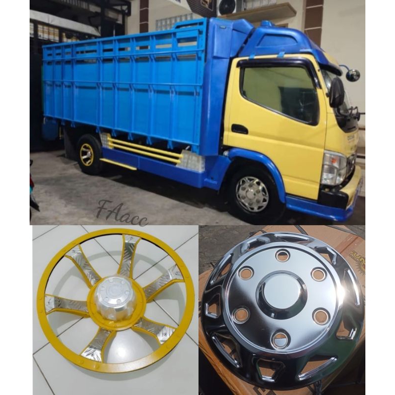 weldop truk dop roda truk ban dobel ring 16 lobang baut 6 depan belakang 4pcs chrome/kuning