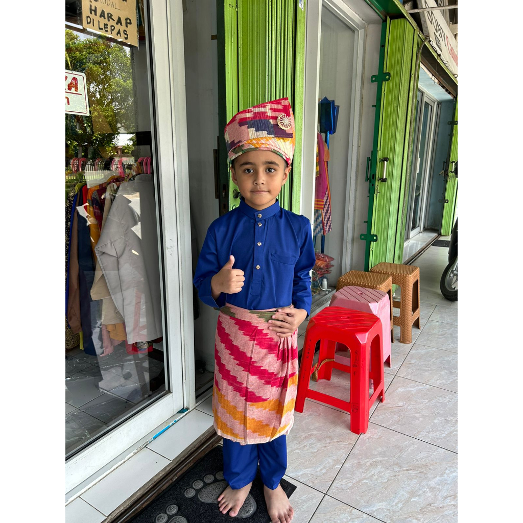 LENGKAP BAJU CELANA KAIN TANJAK MELAYU ANAK LAKI-LAKI (KECIL SAMPAI TANGGUNG)