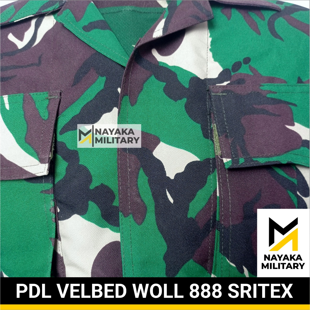 BLA309 Baju PDL Velbed Woll Sritex 888 Stelan TNI Pakaian Lapangan Setelan Tentara Seragam Loreng