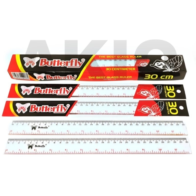

Penggaris 30 cm Plastik Mika BUTTERFLY PREMIUM KUAT dan LENTUR