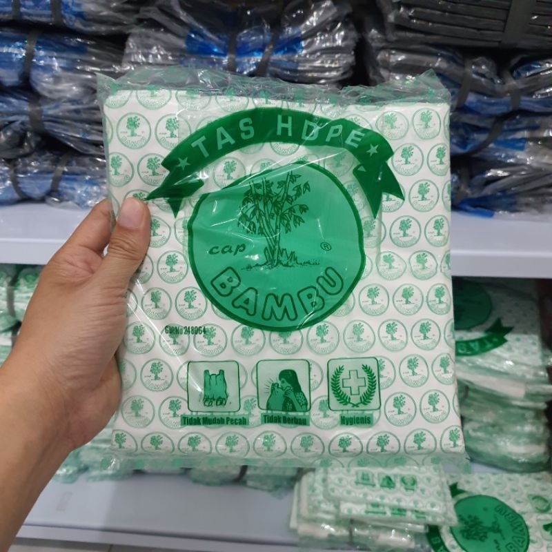 Kantong Kresek Putih Bambu ukuran tanggung 24x40x02 / isi 50lbr / tebal 02 / bahan hdpe