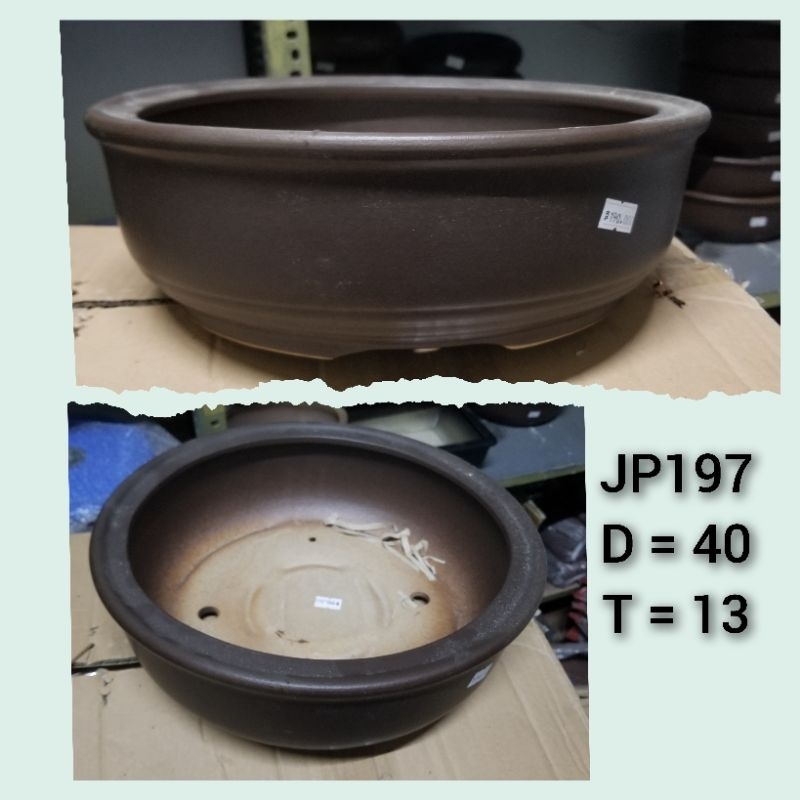 Pot Keramik Jumbo Besar Bulat Diameter 40 cm untuk Bonsai Tanaman Hias