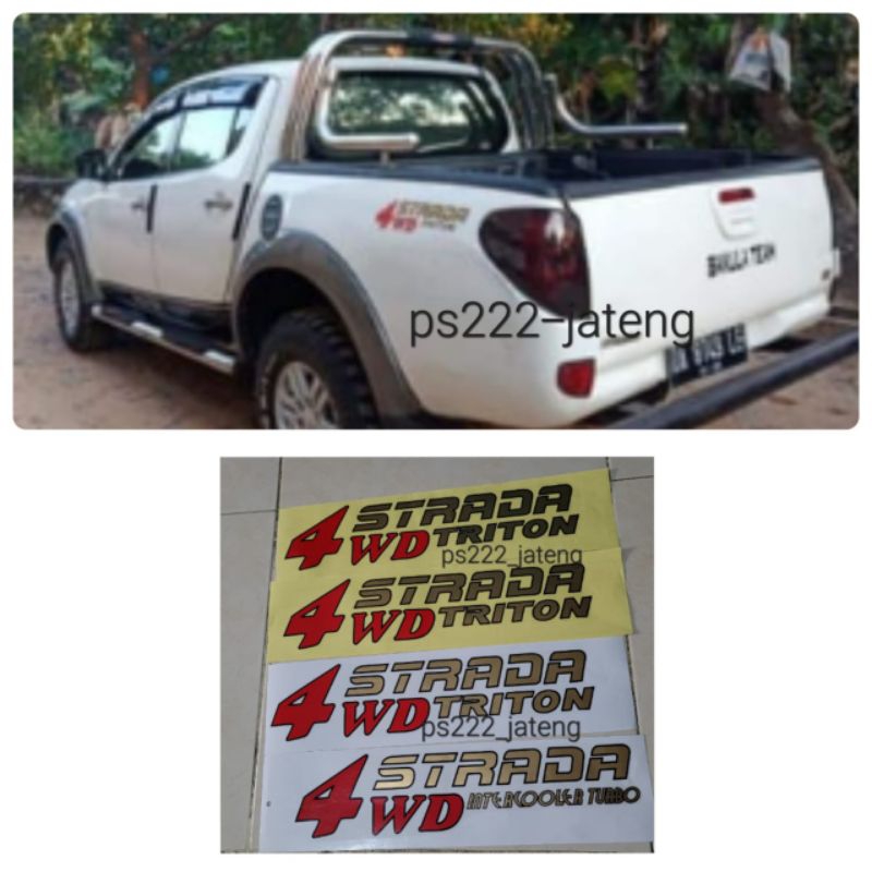 Stiker sticker mitsubishi strada 4wd triton double cabin/ stiker mitsubishi strada 4wd intercooler t