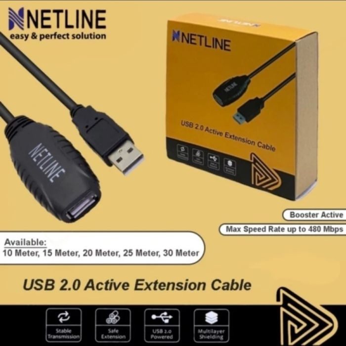 NETLINE Kabel USB Extension 15m ACTIVE Perpanjangan USB 15 meter 15 m