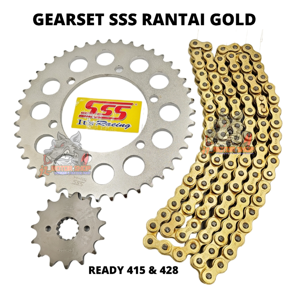 Gir Set Gear set SSS 415 Tipis Suzuki Shogun - Smash -Titan - Shooter Rantai Gold