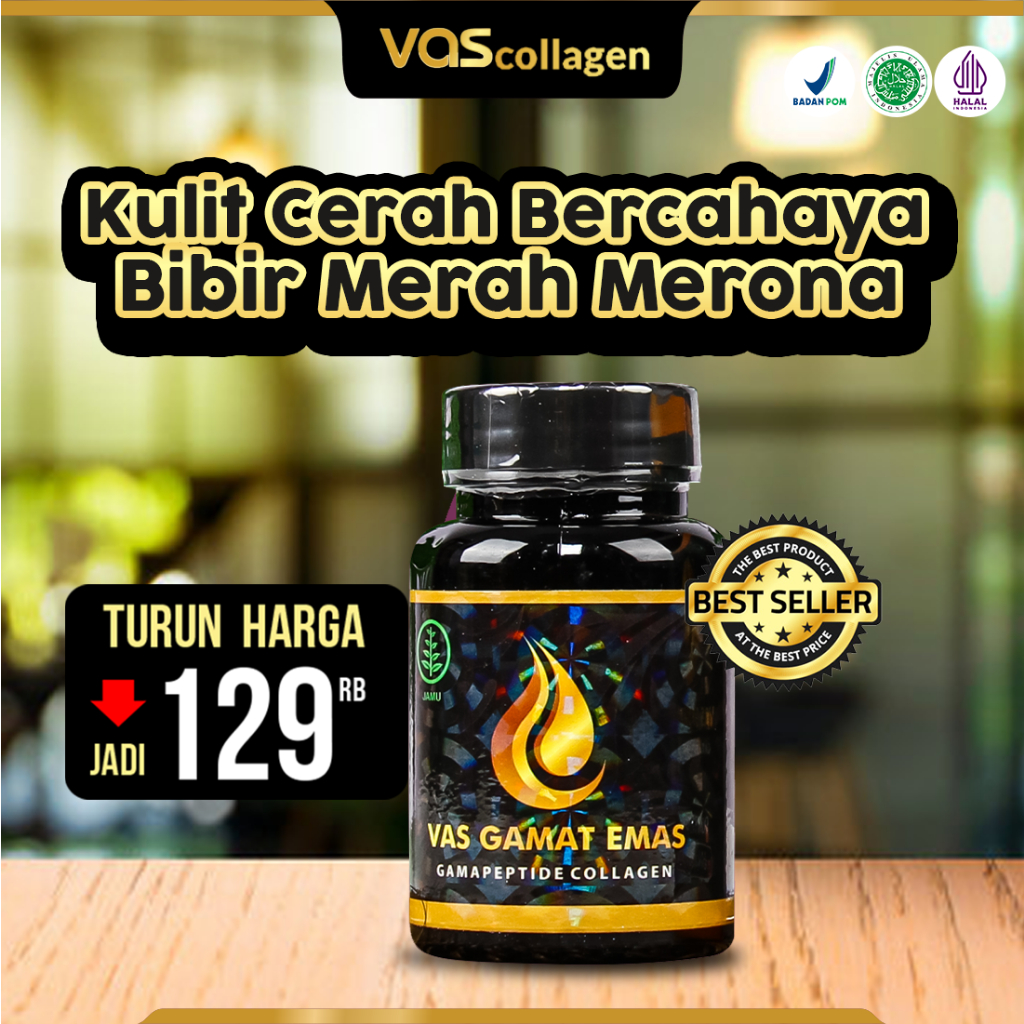 Vas Gamat Emas Collagen Pemutih Badan Pencerah Wajah Ampuh Herbal Ori BPOM
