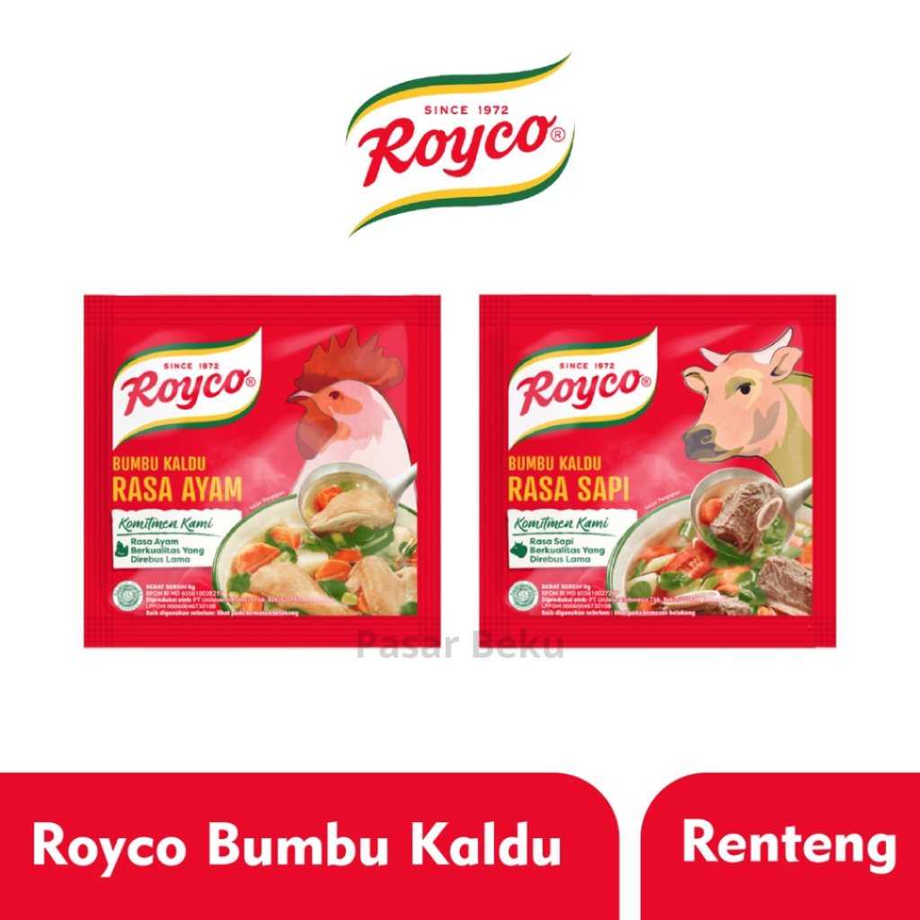 

Royco Rasa Ayam dan Rasa Sapi 9gr Isi 12pcs Kemasan Renceng Bumbu Masakan Pasar Beku Padang