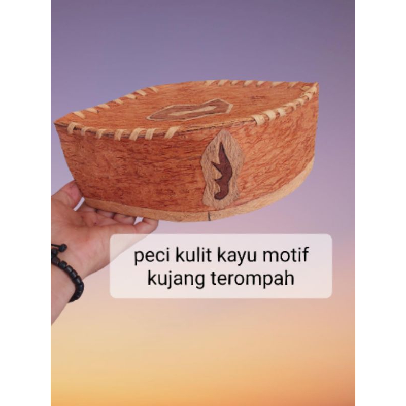 Peci kulit motif kujang songkok kulit kayu waru honai