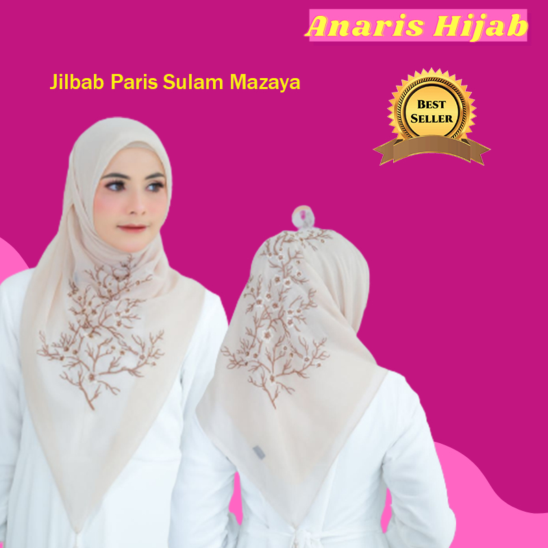 Jilbab Sulam Segi Empat Paris Sulam Original Hijab Paris Segiempat Bordir Premium