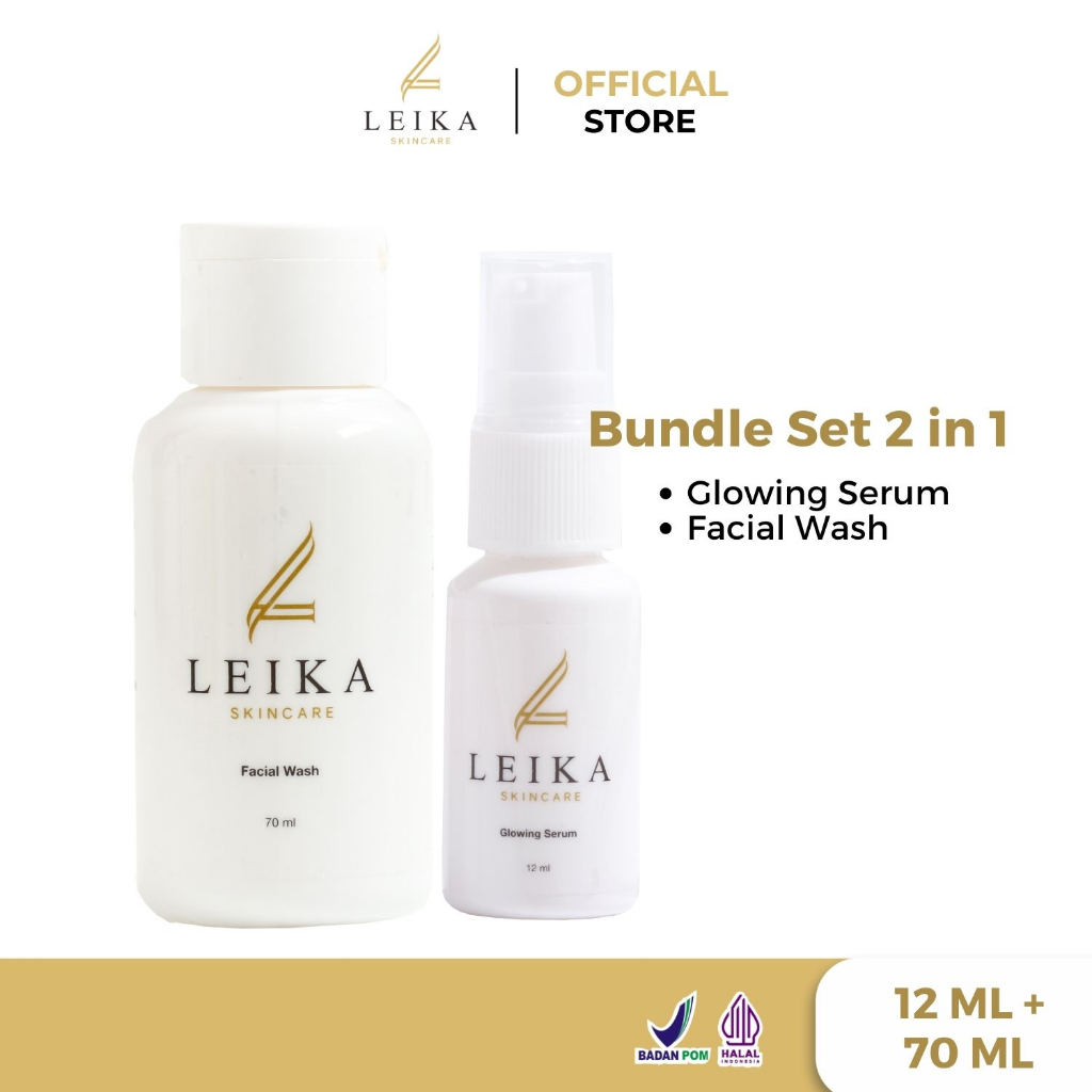 Leika Skincare 2 in 1 Glowing Serum & Facial Wash Leika Skin Care Resmi BPOM