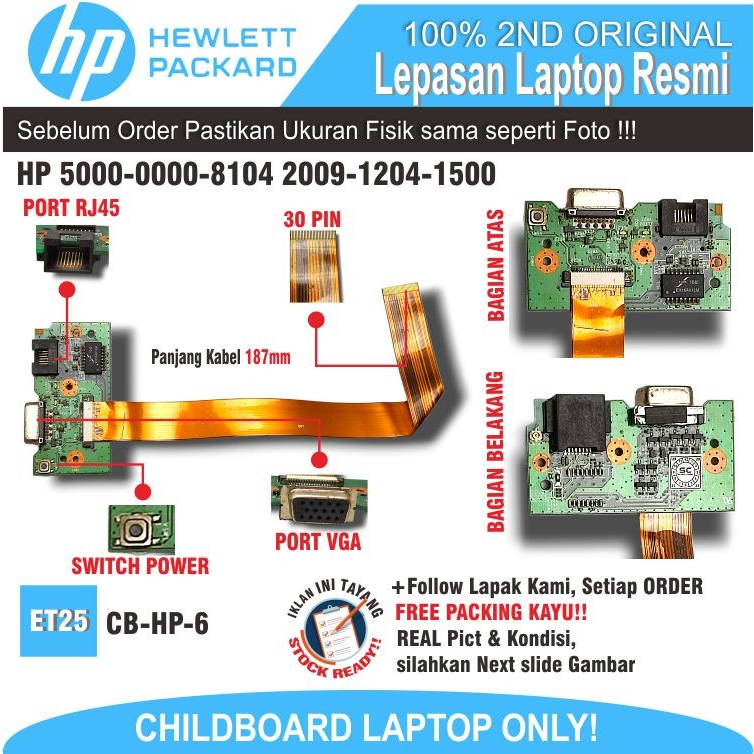 ET25 CB-HP-6 Childboard DNS P10BD HP 5000-0000-8104 2009-1204-1500