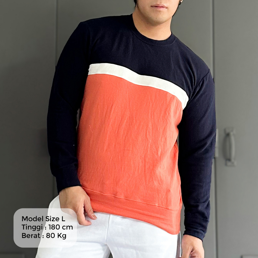 Crewneck Uniqlo Berbagai Warna | Hitam Orange | Kuning Abu | Hijau Navy | Atasan Pria | Sweater | Gu