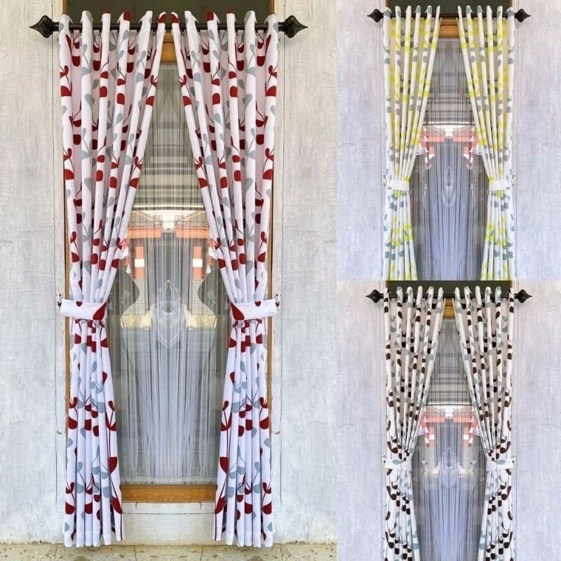 Gorden Blackout Montero varian warna merah hijau hitam Gorden Pintu Dan Jendela