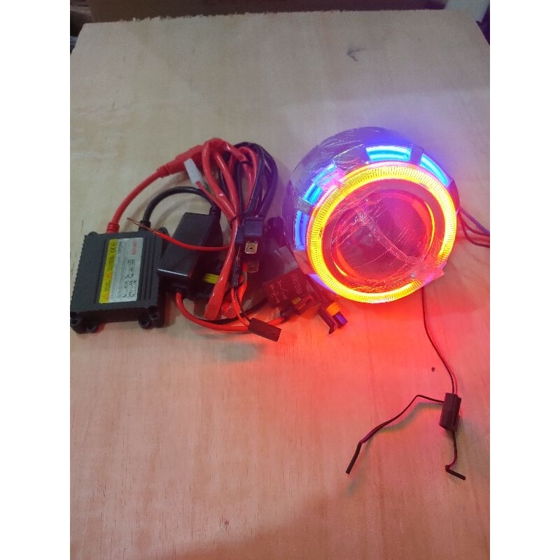 lampu depan PROJIE HID HIGH LOW 4 inch bohlam H1 55 watt / Proyektor lensa 55 watt 4 inchi jauh deka