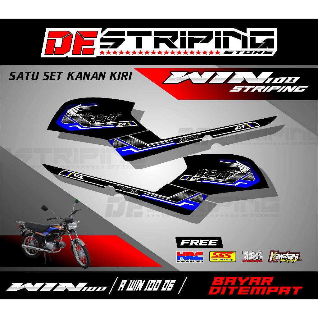 Striping Stiker List Variasi Honda Win 100 Semifull Motif Kanji Jepang