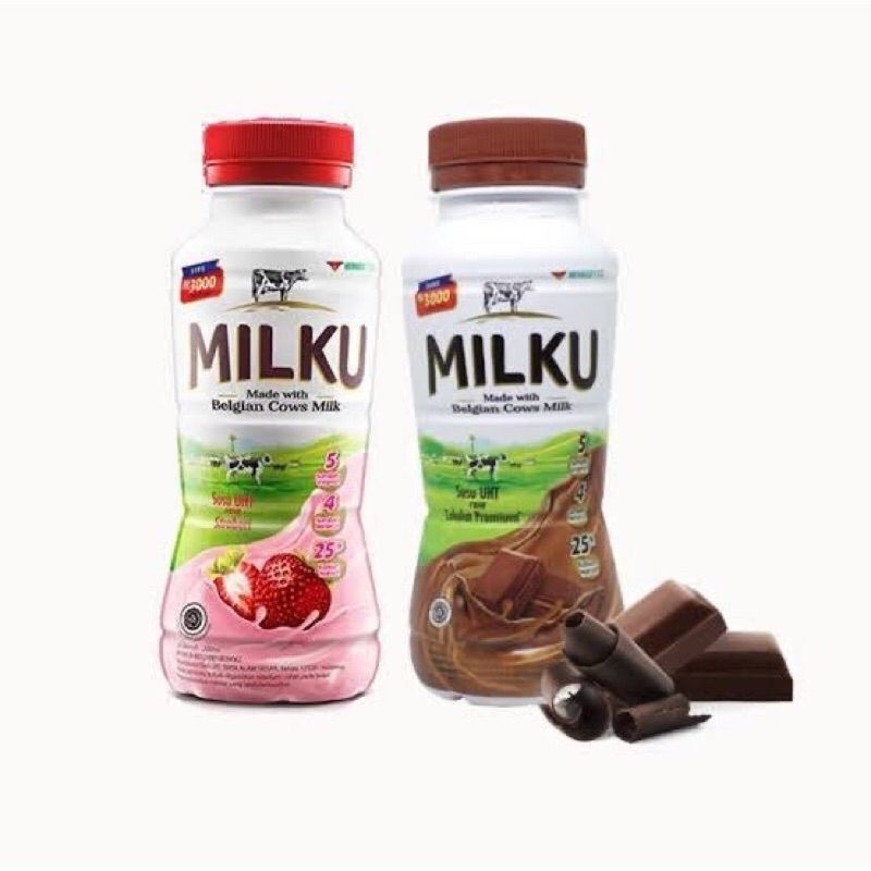 

Susu Milku/5 BOTOL MILKU Susu UHT 200ml coklat/strawberry disc 50% live