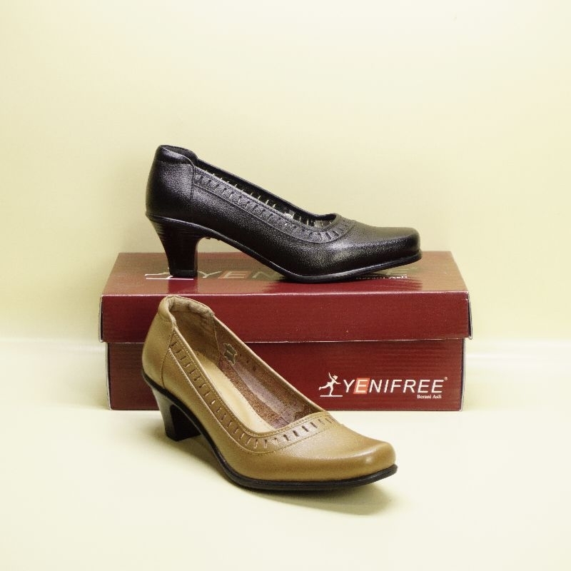 Yenifree sepatu wanita pantofel pansus kulit asli CXF125
