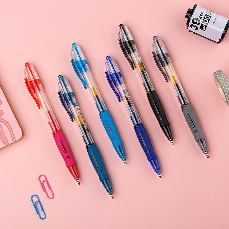 

Pulpen Standard Cetekan Transparant Pena Gel 0.5mm Alat Tulis Kantor Sekolah Pen Pencet Tinta Cair Bolpoint Polos Murah Import