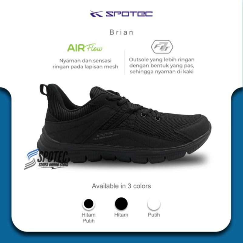 SPOTEC Sepatu STUDENT Artikel BRIAN hitam-hitam | Original Spotec