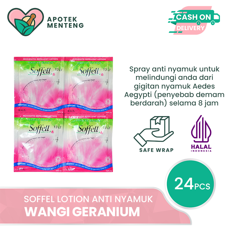 Soffell Lotion Wangi Bunga Geranium Isi 24 Sachet - Lotion Anti Nyamuk