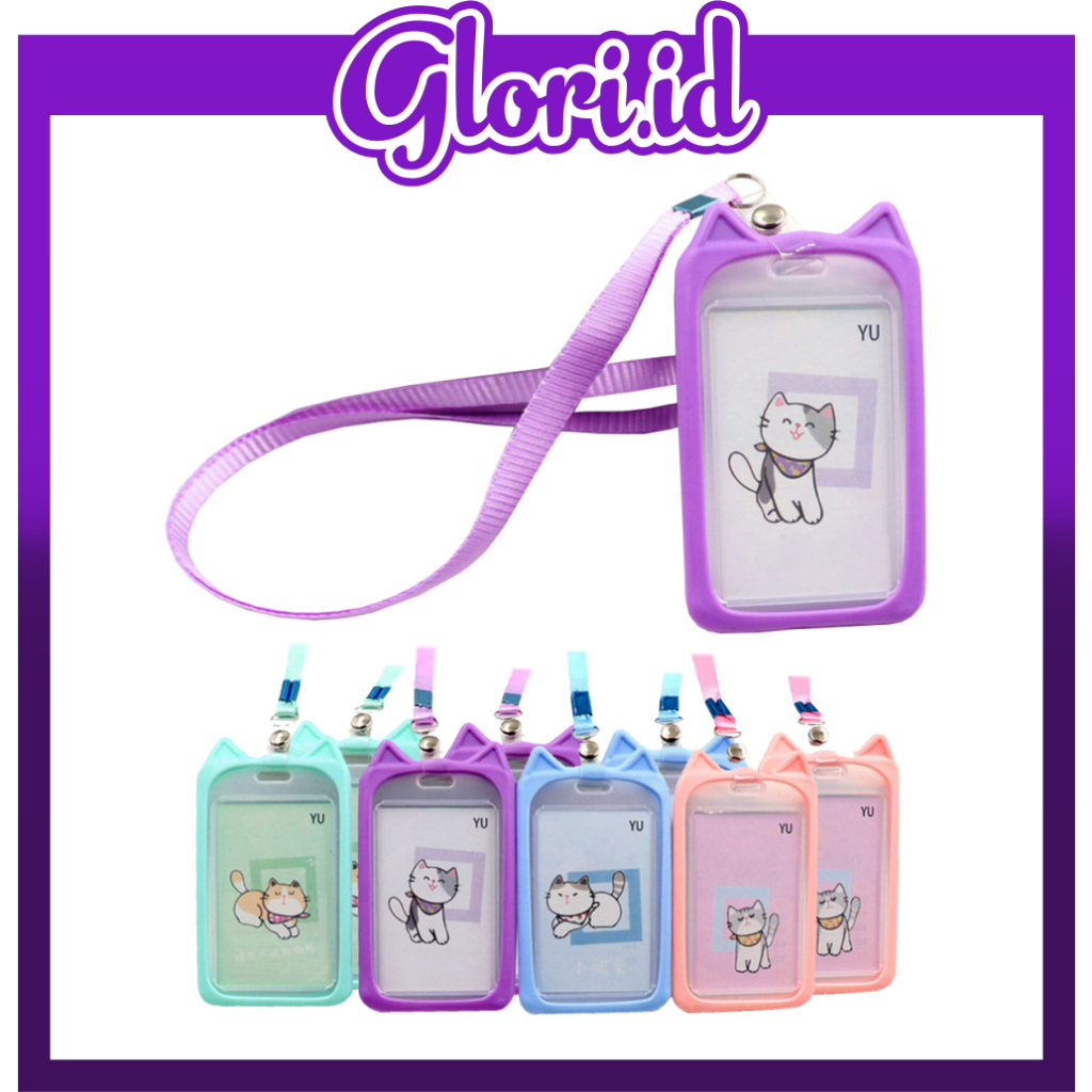 

GLORI.ID GANTUNGAN TALI KARTU AKSES KANTOR MRT BUSWAY LANYARD CARD HOLDER MOTIF KUCING S091