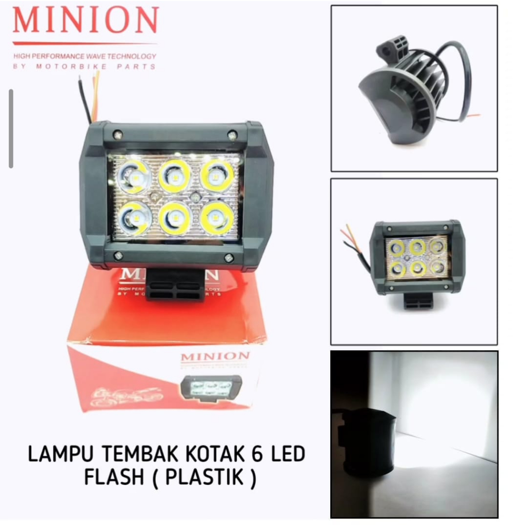 [OBRAL] Lampu Tembak LED Terang Terjangkau Sorot 6 Mata LED Kotak Blitz Flash Kedip Bisa Semua Motor