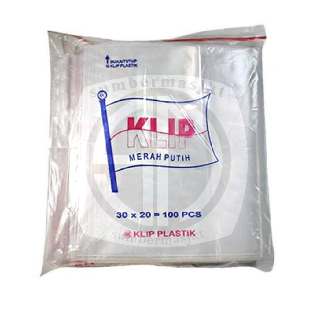 Plastik Klip PE Merah Putih 20x30 cm / Ziplock / Plastik Obat 100pcs
