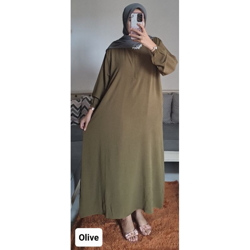 Daster Crinkle Polos Lengan Panjang