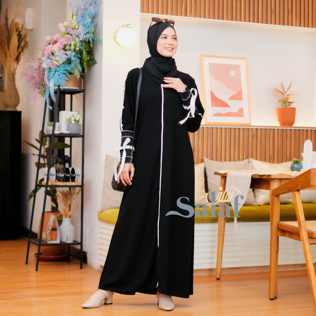 Gamis Hitam Abaya Turkey Bahan Kain Saudi-5