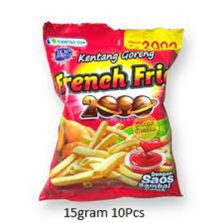 

KENTANG GORENG FRENCH FRIES 2000 DENGAN SAOS SAMBAL COLEK 15 GRAM / SNACK KEKINIAN ENAK MURAH