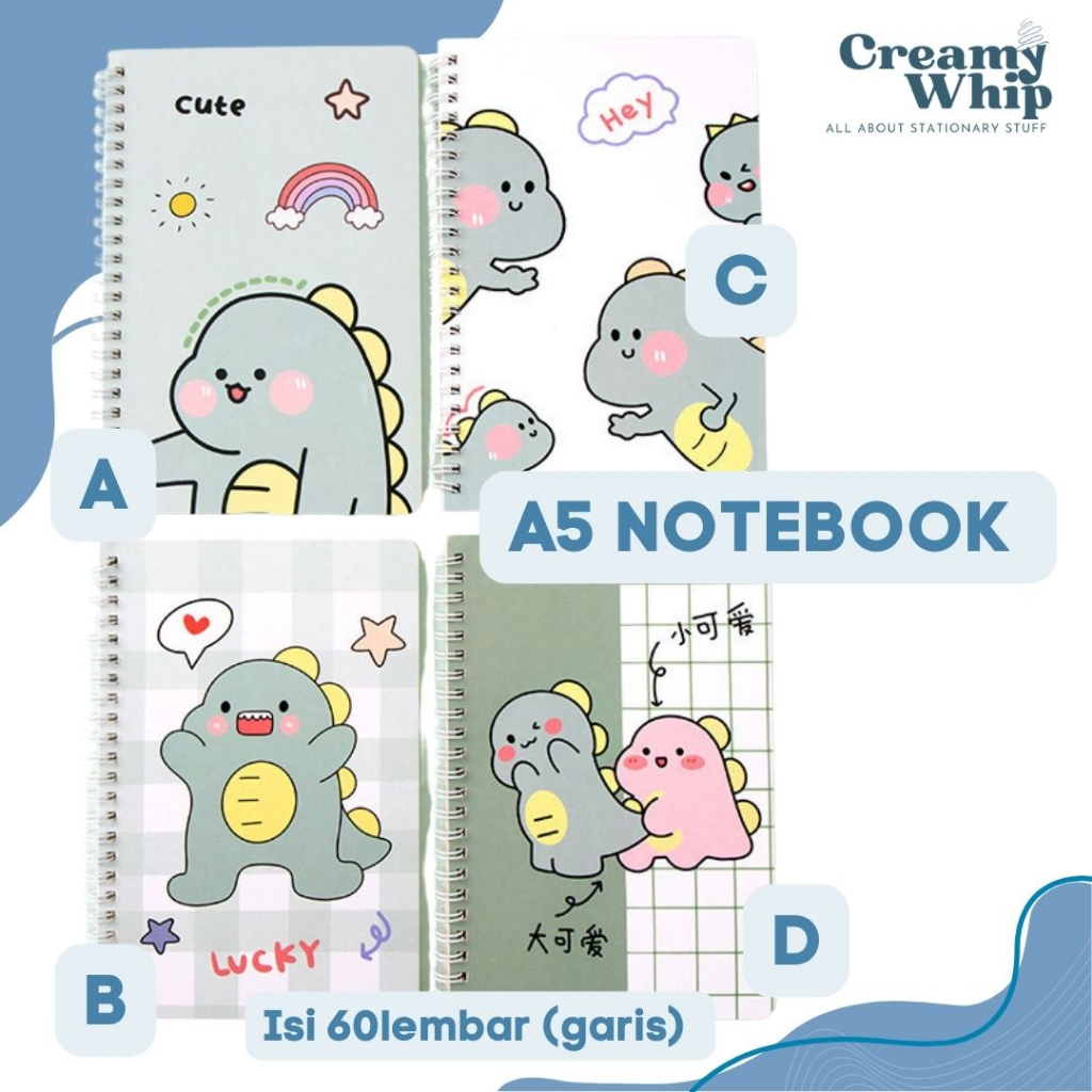 

A5 Notebook Coilbook Aneka Model - Notebbok Design Lucu Size A5 Cover Imut Lucu