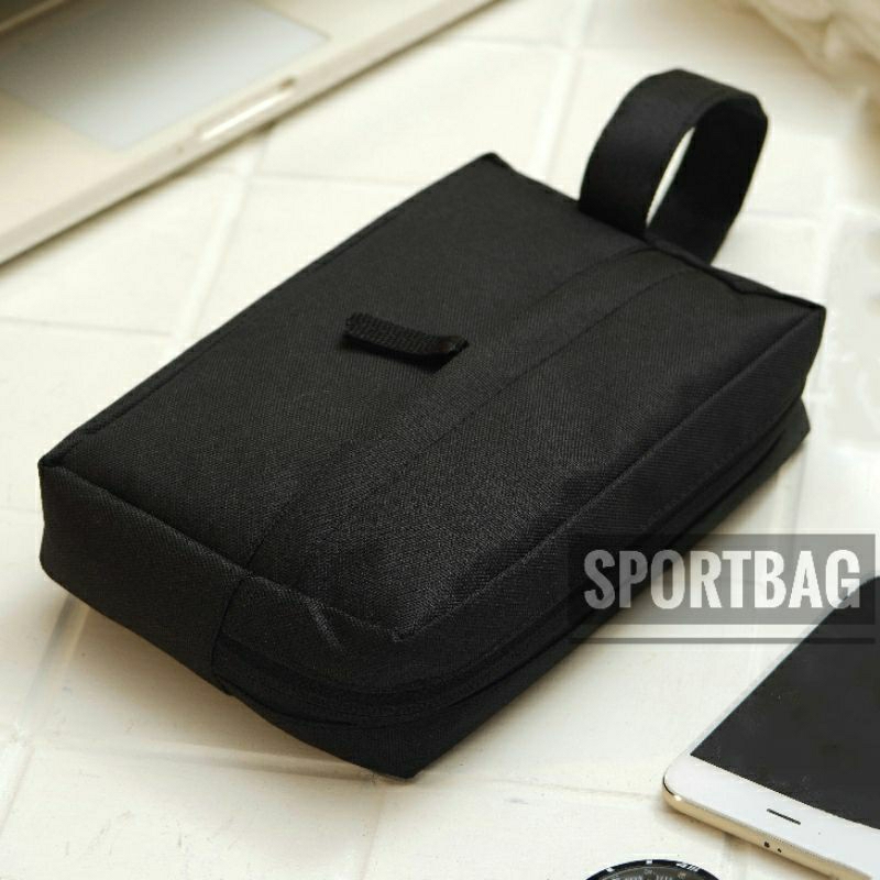 Tas Tenteng Handbag Casual Pria Wanita Warna Hitam Polos