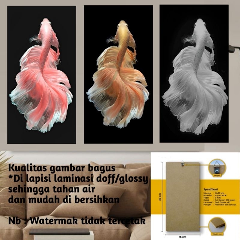 Dekorasi dinding poster ikan cupang5 untuk walldekor atau hiasan dinding
