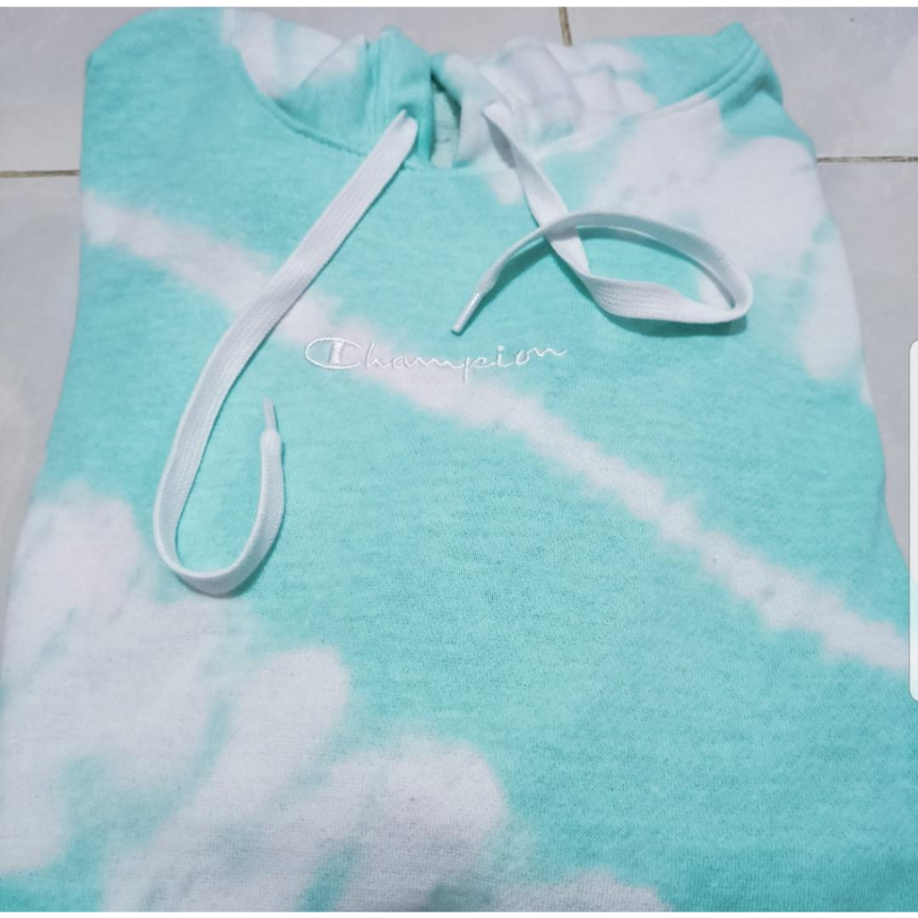 Hoodie Tie Dye By Champion Blue Orgininal 100% Premium