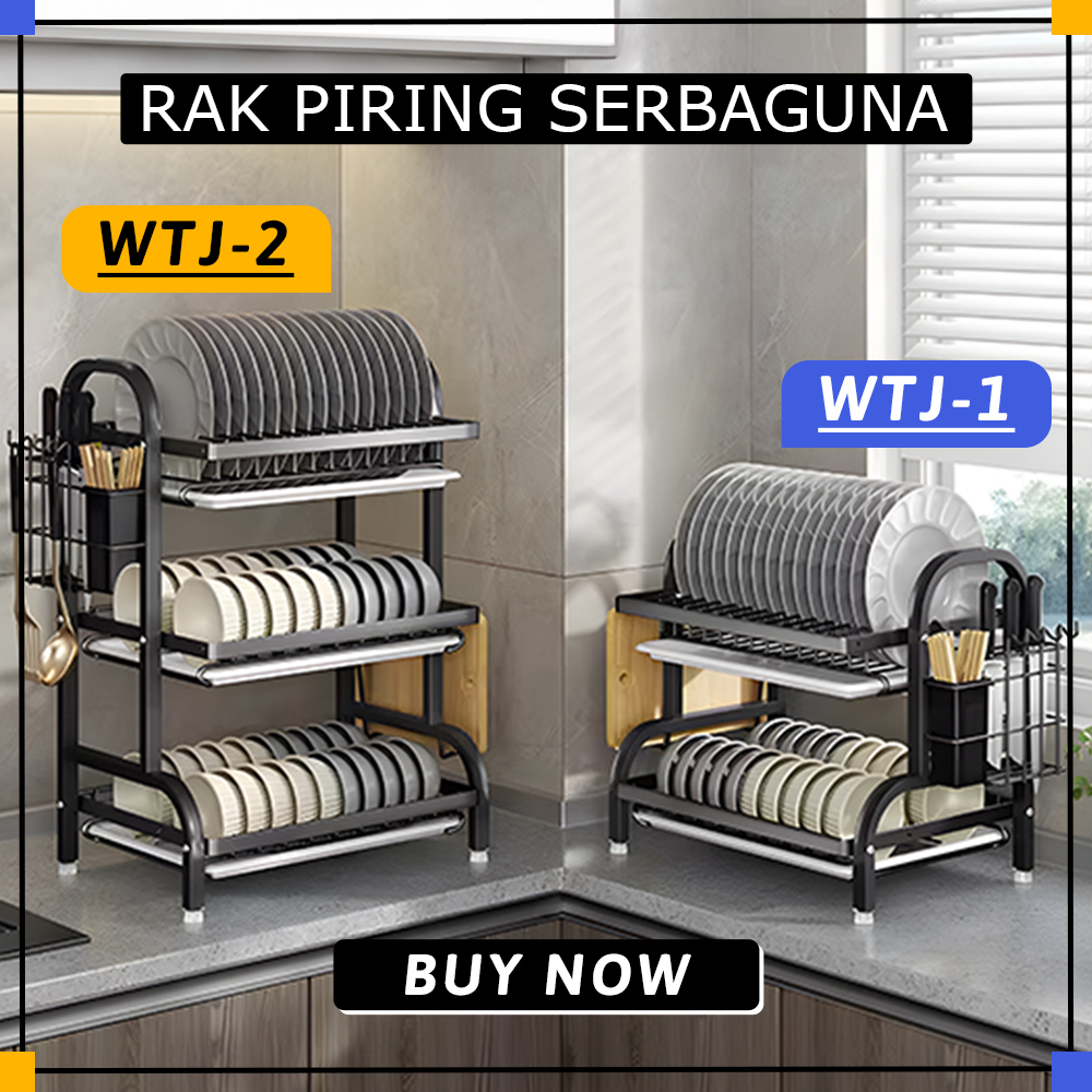 Rak Piring Serbaguna Rak Dapur Westafel Tempat Cuci Piring ada alas air