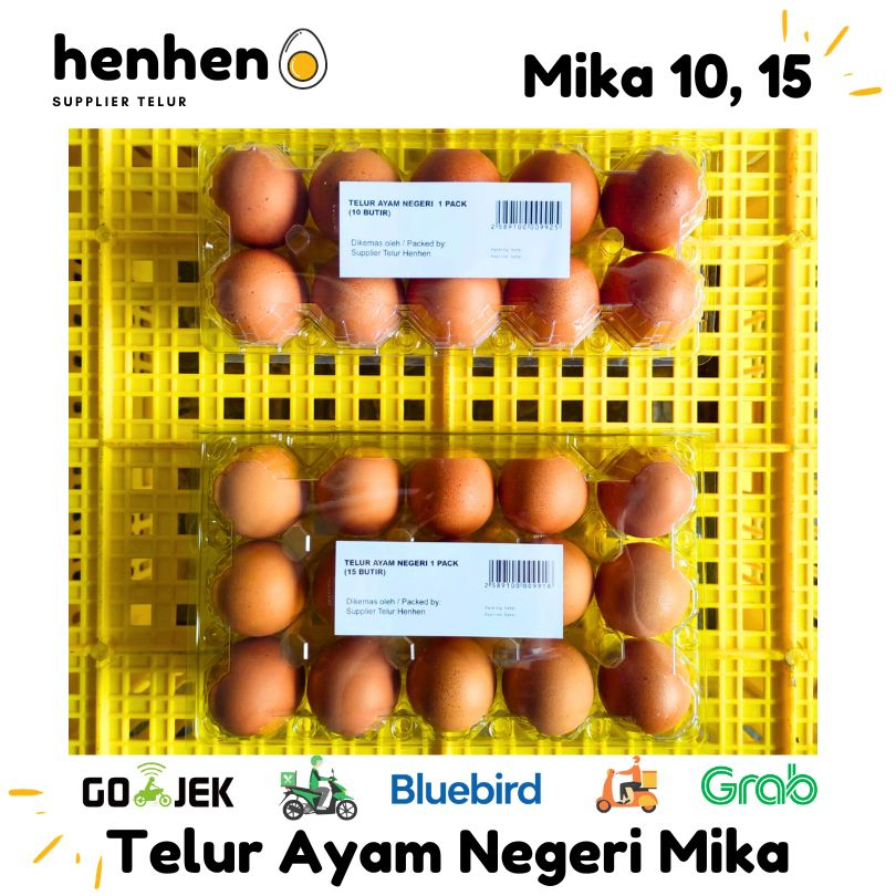 

TELUR AYAM NEGERI ISI 10 BUTIR/15 BUTIR KEMASAN MIKA Supplier Telur Hen-hen