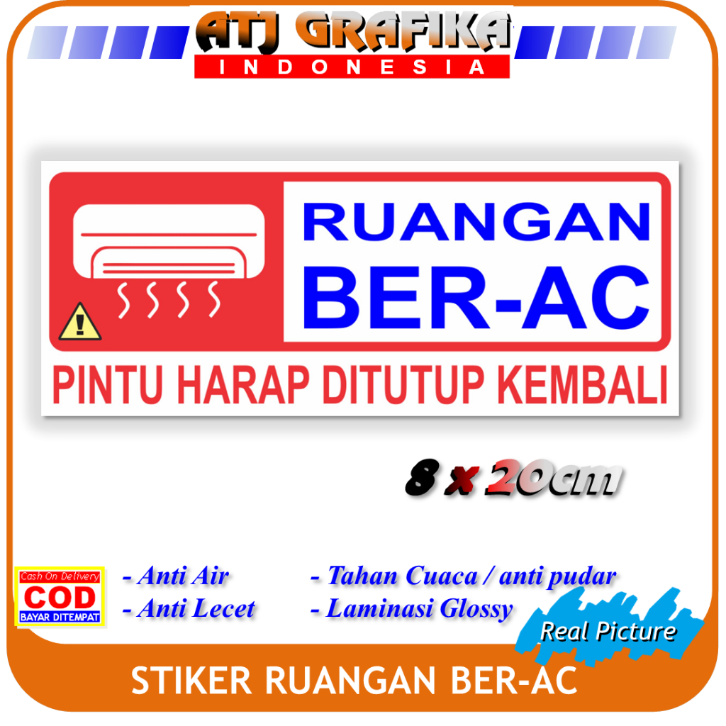 

Label stiker ruangan ber AC pintu harap tutup kembali sticker suhu ruangan anti debu dll