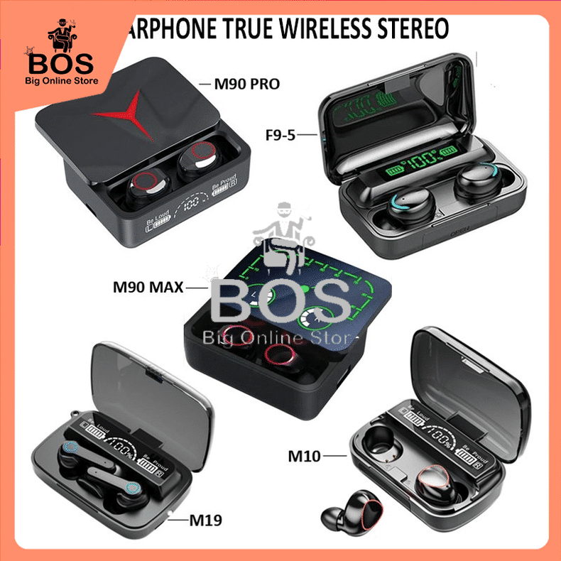 BOS - ( Min. 5 Pcs ) Headset Bluetooth Gaming TWS WIRELESS Stereo M10 / F-95 F95 / M19 / M90 Max / M