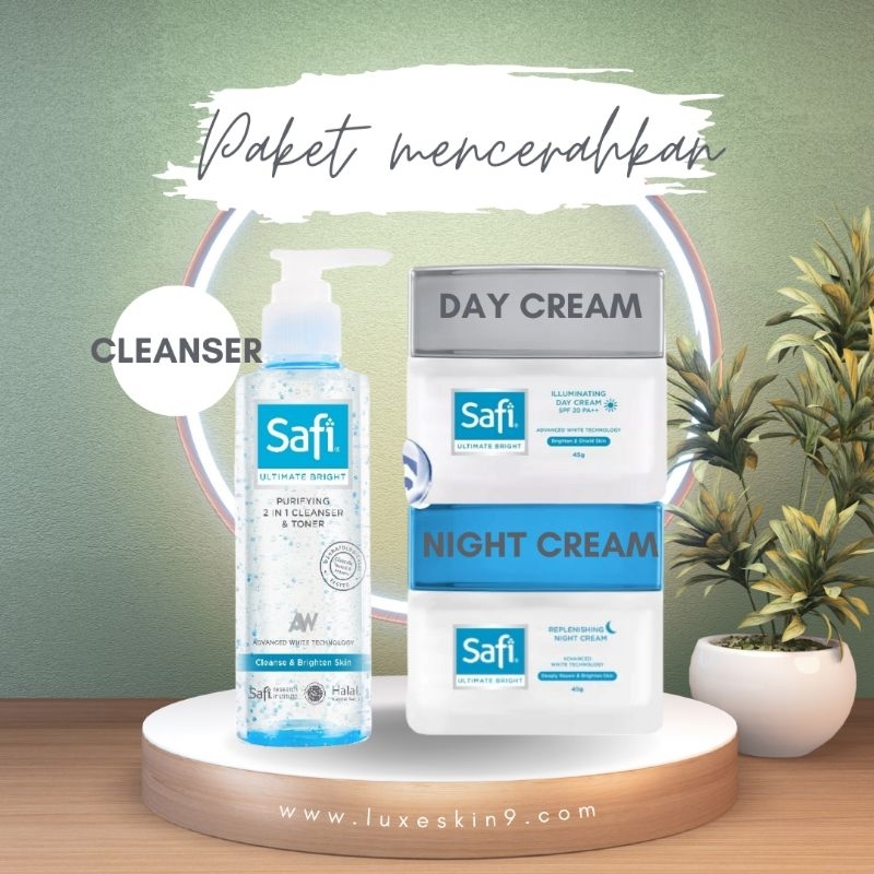 Paket Safi Ultimate Bright 2 In 1 Cleanser 150+Ultimate Bright Illuminating Day Cream+Ultimate Brigh