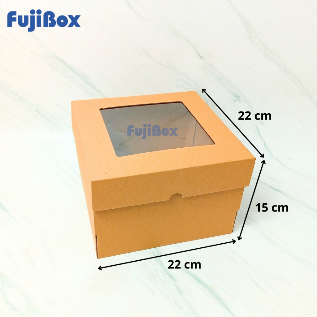 

( 10 Pcs ) E-FLUTE Kotak Puding Cake Kue Tart Bolu Chiffon Karton Corrugated Box 22 x 22 x 15 cm