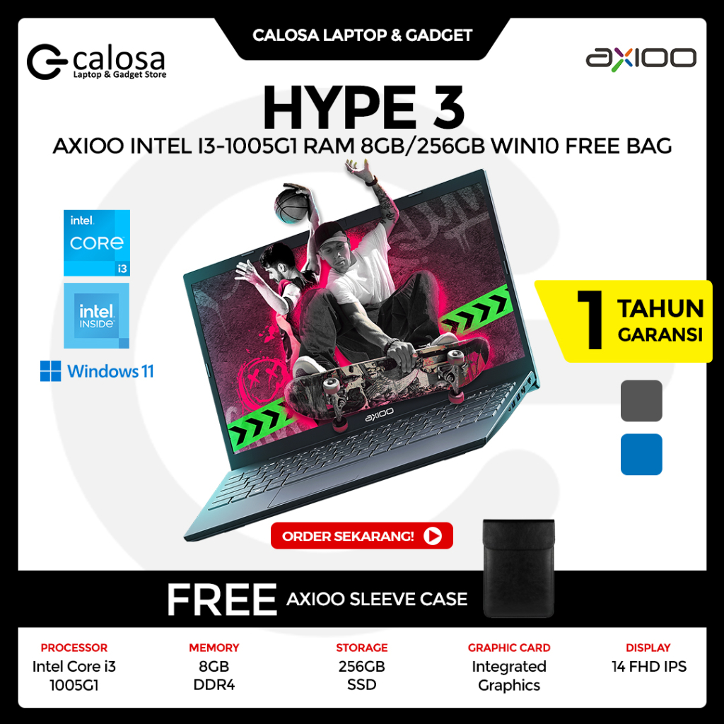 Axioo Hype 3 Intel Core i3 1005G1 RAM 8GB / 16GB SSD 256GB Windows 11 - Laptop Mybook / Notebook Gar