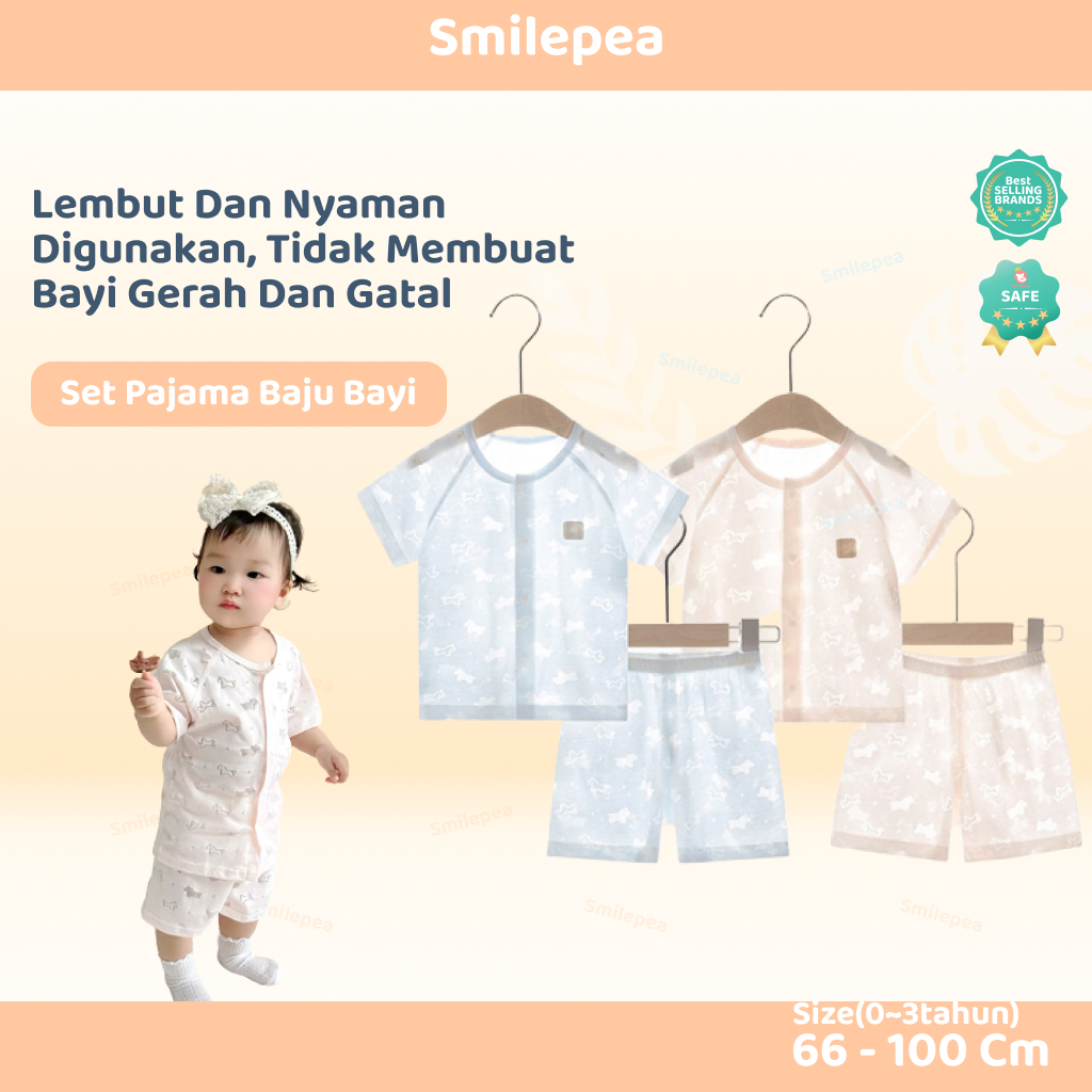 Smilepea Set Pajama Baju Bayi Setelan anak Tshirt Dipakai Cowok cewek setelan kids laki-laki atau pe