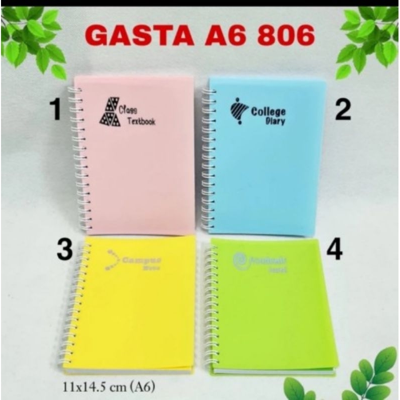 

SJS buku tulis spiral gasta biasa cover plastik A6-80/buku notebook 801-A6