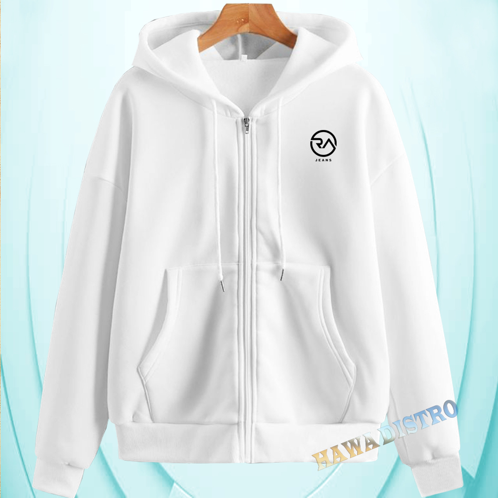 Bisa COD –Jak4t Resleting RA Jeans Hitam / Sweater Hoodie pria Kupluk&wanita Premium/J4ket Musim Din
